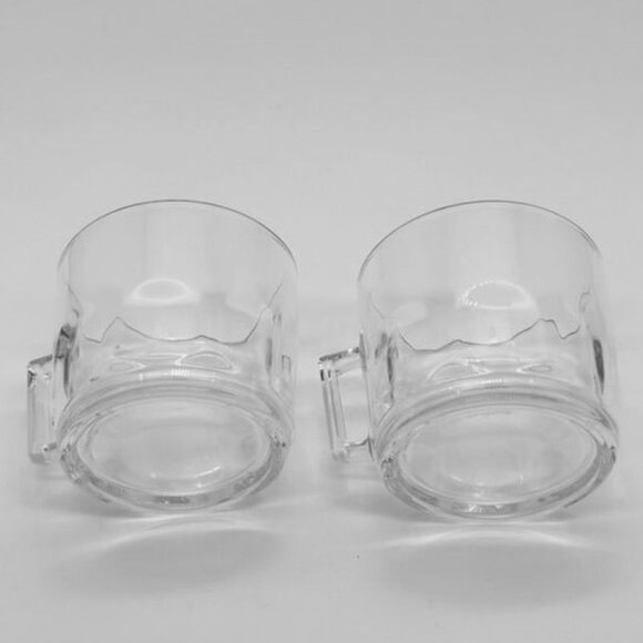 Vintage Arcoroc France, Set of Two Clear Espresso Coffee Cups, Thumbnail Pattern - Picture 6 of 9